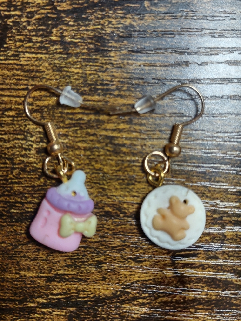 Charming Pink and Cream Baby Themed Earrings